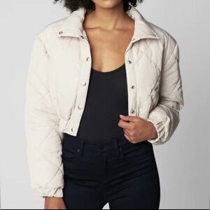 Blank NYC Women's Cream Quilted crop Jacket